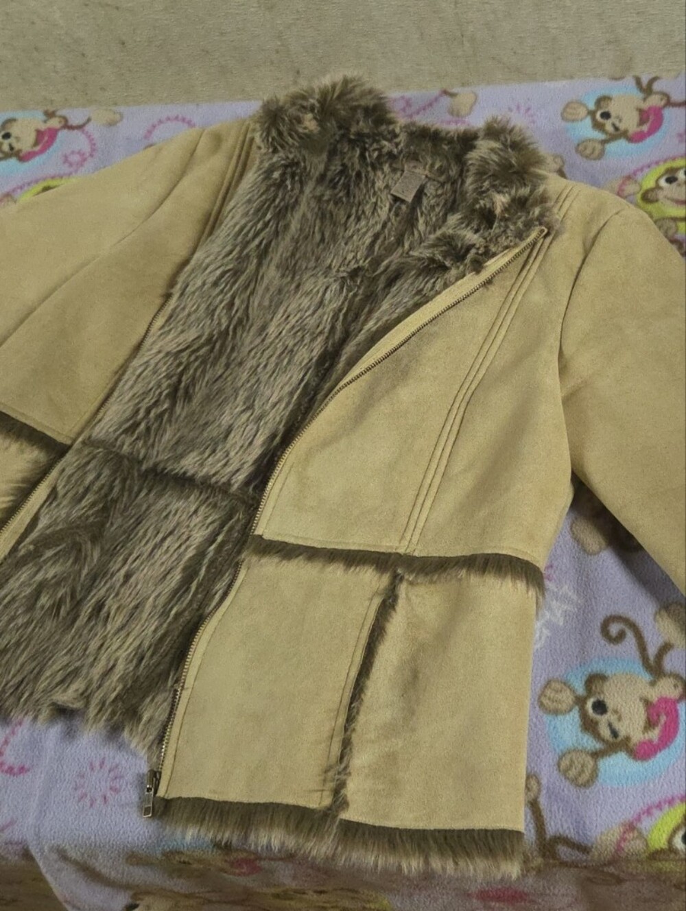 Classic Faux-Shearling Teddy Coat in Tan and Brown